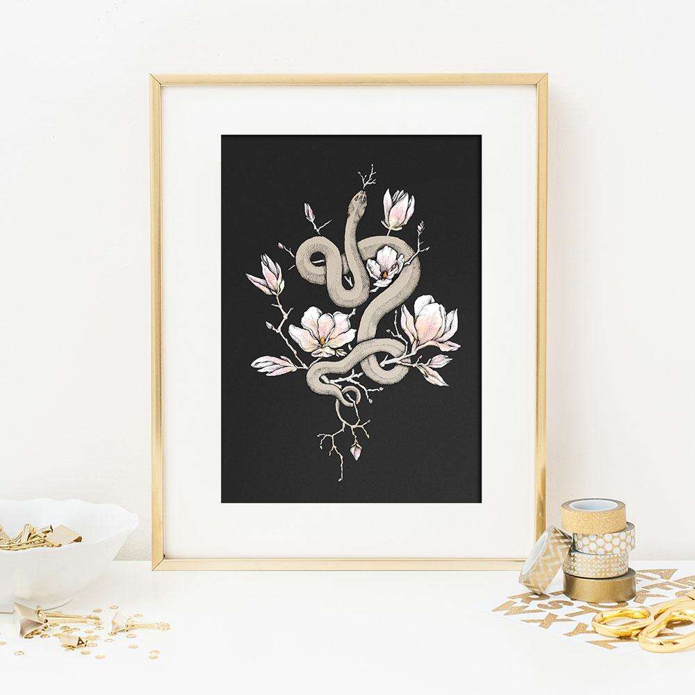 floral serpent art print