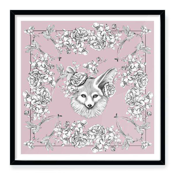 Floral fox art print